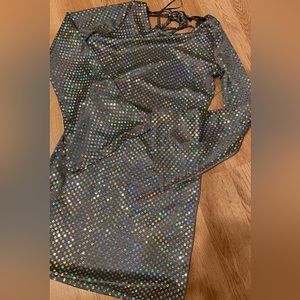 Thirty Thirty LA Silver Sequin Bell Sleeve Dress